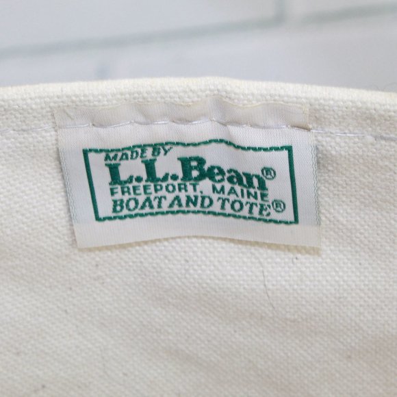 LL Bean Cream Navy Women's Cotton Canvas Hand Bag - Picture 7 of 8